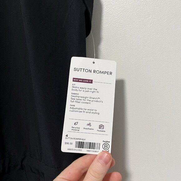 Athleta Black Sutton Romper Size 4 - Picture 3 of 7